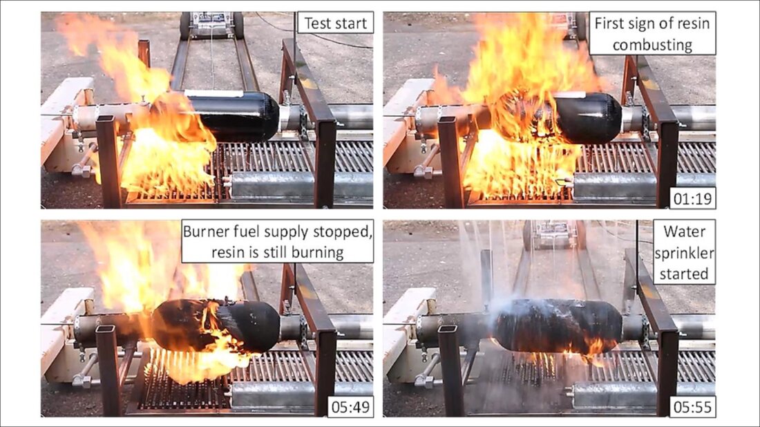 Burning hydrogen tank