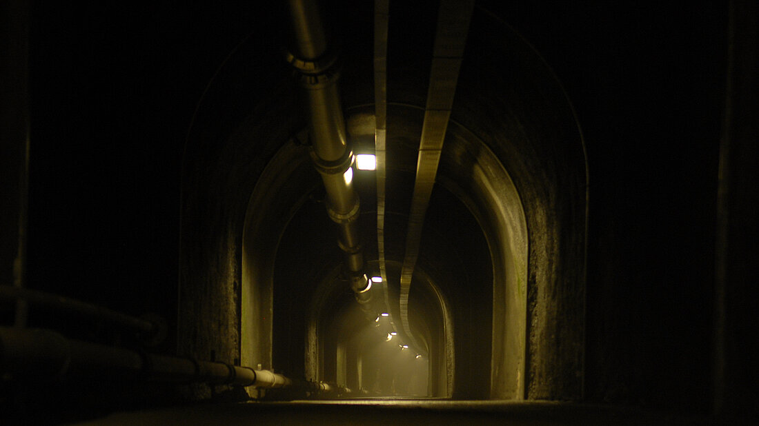 Safety tunnel of the Gotthard Road Tunnel. A glance into the safety tunnel of the Gotthard Road Tunnel