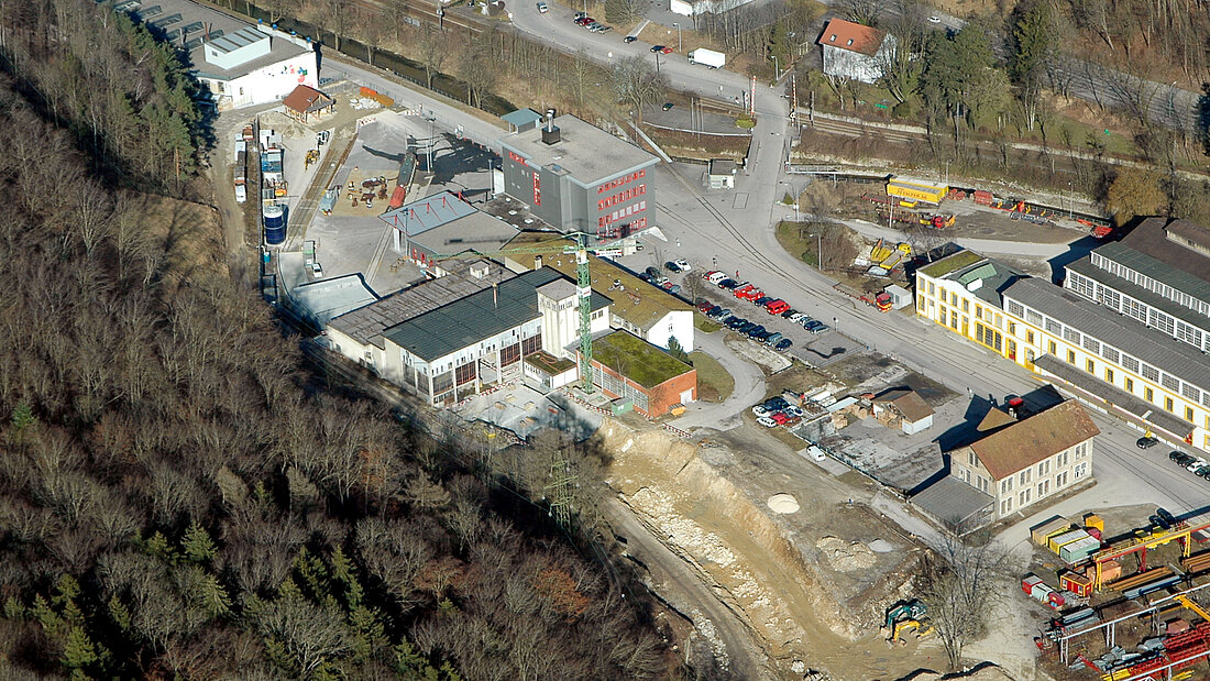 Construction site for the training tunnel facility in Balsthal Aerial view of the construction site for the training tunnel facility in Balsthal