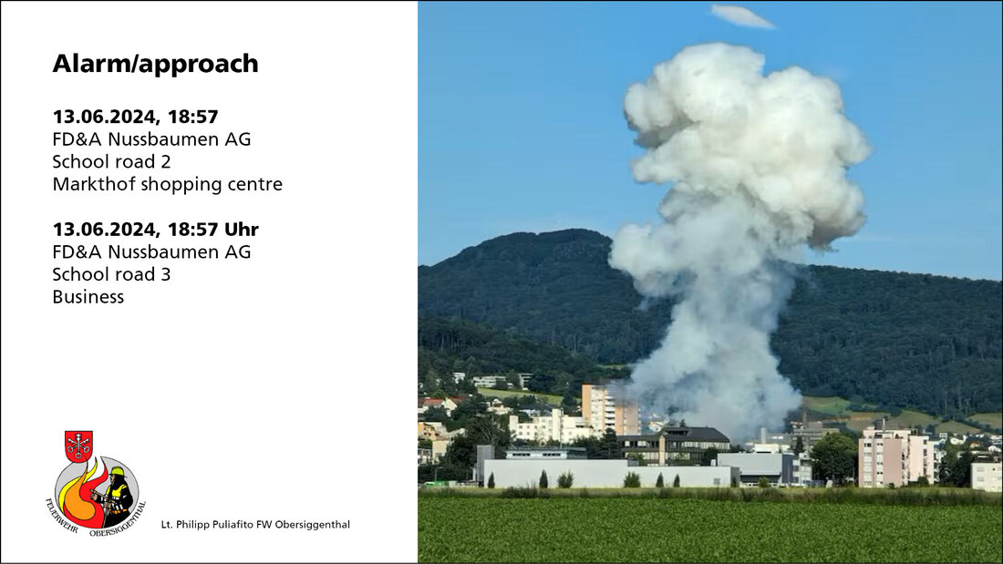 Cloud of smoke over Nussbaumen after the explosion in an underground car park