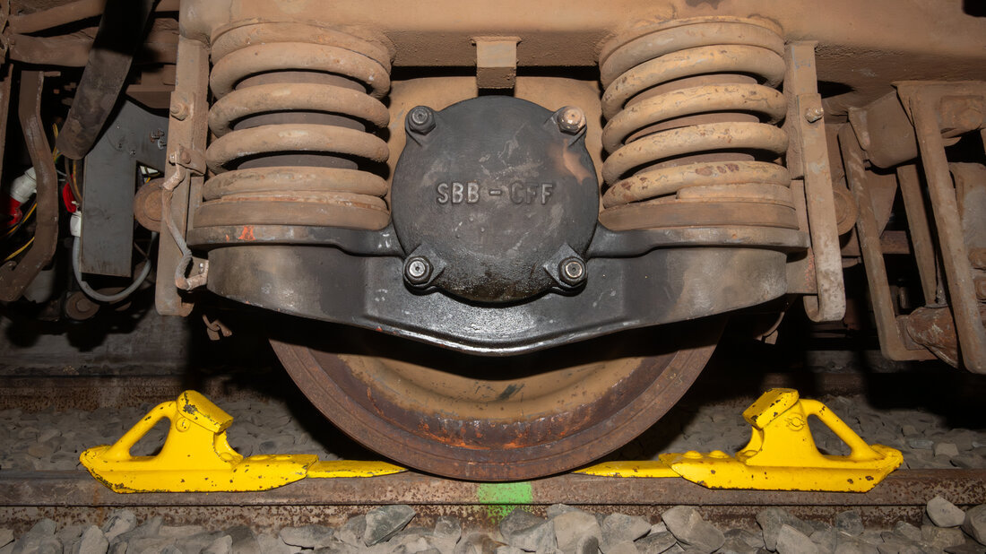 Securing a rail car with rail skids